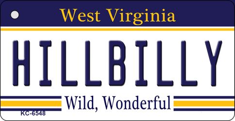 KC-6548 1.5 x 3 in. Hillbilly West Virginia License Plate Key Chain
