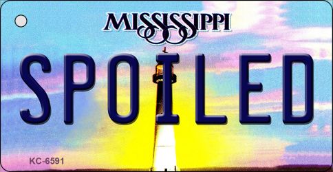 KC-6591 1.5 x 3 in. Spoiled Mississippi State License Plate Key Chain