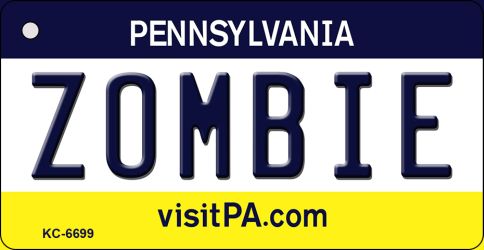 KC-6699 1.5 x 3 in. Zombie Pennsylvania State License Plate Key Chain