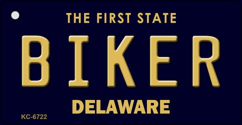 KC-6722 1.5 x 3 in. Biker Delaware State License Plate Key Chain