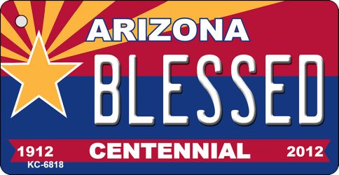 KC-6818 3.5 x 2 in. Blessed Arizona Centennial State License Plate Key Chain