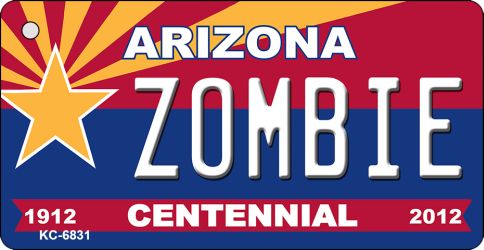 KC-6831 3.5 x 2 in. Zombie Arizona Centennial State License Plate Key Chain