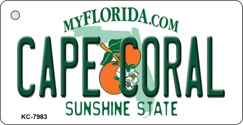 KC-7983 1.5 x 3 in. Cape Coral Florida State License Plate Key Chain