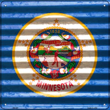 SQ-447 12 x 12 in. Minnesota Flag Corrugated Effect Novelty Square Sign