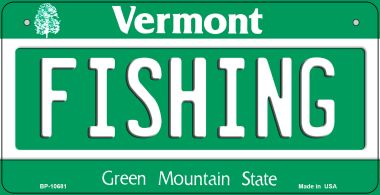 Fishing Vermont Novelty Metal Bicycle Plate BP-10681