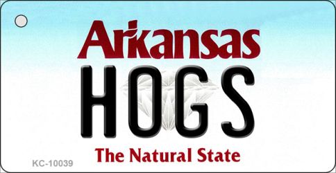 KC-10039 1.5 x 3 in. Hogs Arkansas State License Plate Key Chain