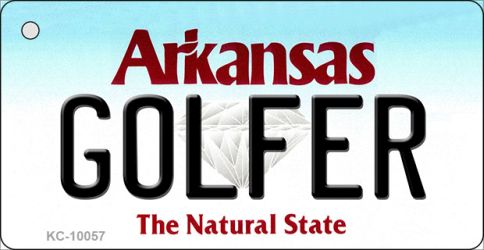 KC-10057 1.5 x 3 in. Golfer Arkansas State License Plate Key Chain