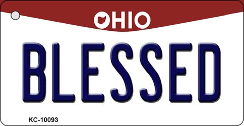 KC-10093 1.5 x 3 in. Blessed Ohio State License Plate Key Chain