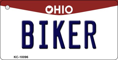 KC-10096 1.5 x 3 in. Biker Ohio State License Plate Key Chain