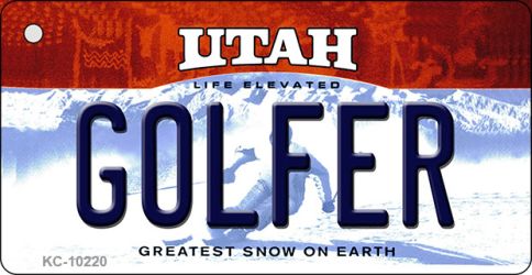 KC-10220 1.5 x 3 in. Golfer Utah State License Plate Key Chain