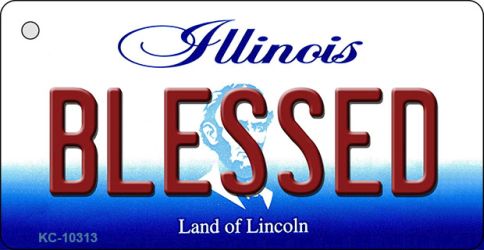 KC-10313 1.5 x 3 in. Blessed Illinois State License Plate Key Chain