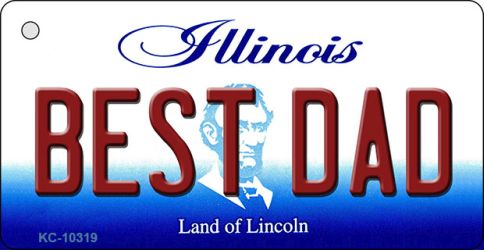 KC-10319 1.5 x 3 in. Best Dad Illinois State License Plate Key Chain