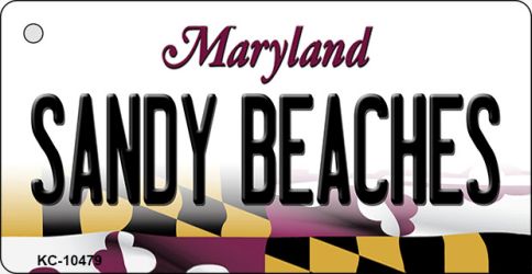 KC-10479 3.5 x 2 in. Sandy Beaches Maryland State License Plate Key Chain
