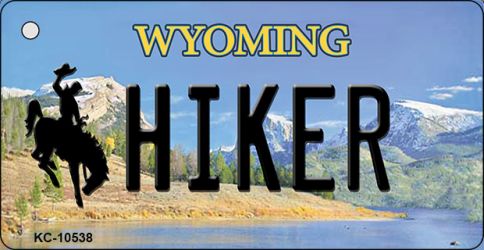 KC-10538 3.5 x 2 in. Hiker Wyoming State License Plate Key Chain