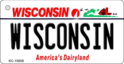 KC-10608 1.5 x 3 in. Wisconsin License Plate Novelty Key Chain