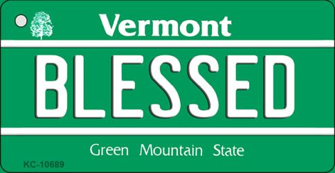 KC-10689 1.5 x 3 in. Blessed Vermont License Plate Novelty Key Chain