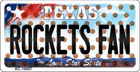KC-10857 1.5 x 3 in. Rockets Fan Texas State License Plate Key Chain
