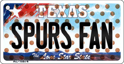KC-10874 1.5 x 3 in. Spurs Fan Texas State License Plate Key Chain