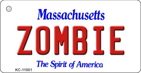 KC-11001 1.5 x 3 in. Zombie Massachusetts State License Plate Key Chain
