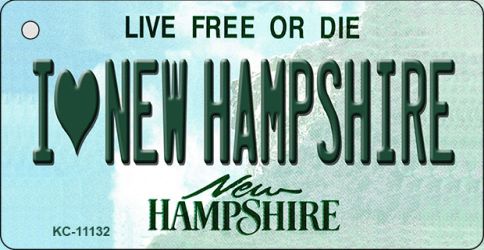 KC-11132 1.5 x 3 in. I Love New Hampshire State License Plate Key Chain