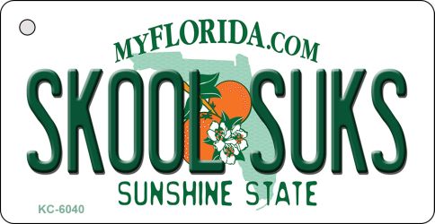KC-6040 1.5 x 3 in. Skool Suks Florida State License Plate Key Chain