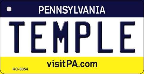 KC-6054 1.5 x 3 in. Temple Pennsylvania State License Plate Key Chain