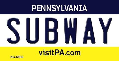 KC-6086 1.5 x 3 in. Subway Pennsylvania State License Plate Key Chain