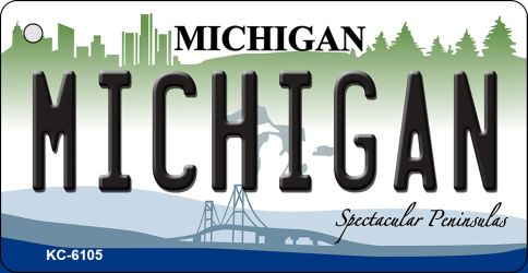 KC-6105 1.5 x 3 in. Michigan State License Plate Novelty Key Chain