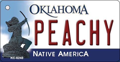KC-6248 1.5 x 3 in. Peachy Oklahoma State License Plate Novelty Key Chain
