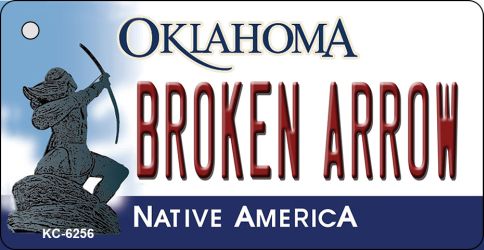 KC-6256 1.5 x 3 in. Broken Arrow Oklahoma State License Plate Novelty Key Chain