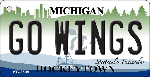 SMART BLONDE Go Wings Michigan State License Plate Tag Novelty Key Chain KC-2809
