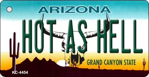 SMART BLONDE Hot As Hell (Skull) Arizona State License Plate Tag Key Chain KC-4454