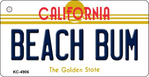 KC-4906 3.5 x 2 in. Beach Bum California State License Plate Key Chain