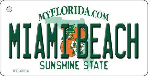 KC-6004 1.5 x 3 in. Miami Beach Florida State License Plate Key Chain