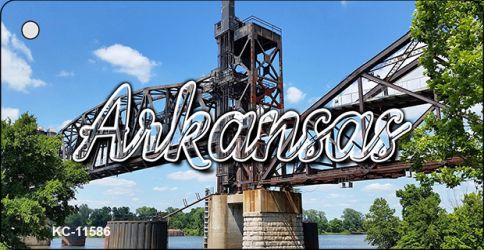 KC-11586 1.5 x 3 in. Arkansas Rusty Bridge Key Chain