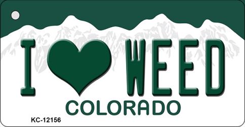 KC-12156 1.5 x 3 in. I Love Weed Colorado Novelty Metal Key Chain