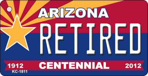KC-1811 3.5 x 2 in. Retired Arizona Centennial State License Plate Key Chain