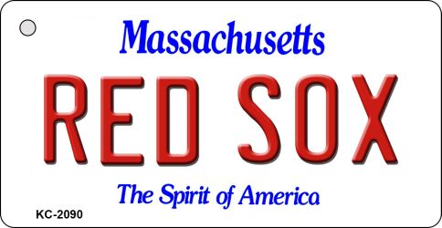 KC-2090 1.5 x 3 in. Red Sox Massachusetts State License Plate Key Chain