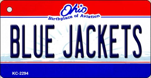 KC-2294 1.5 x 3 in. Blue Jackets Ohio State License Plate Key Chain