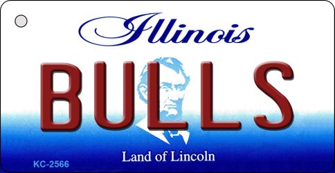 KC-2566 1.5 x 3 in. Bulls Illinois State License Plate Key Chain