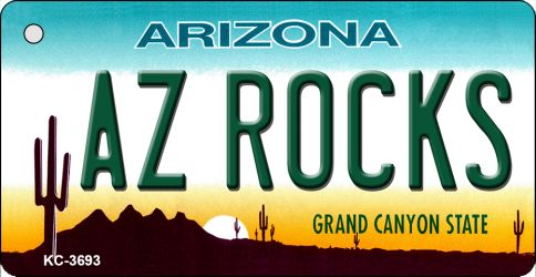 KC-3693 3.5 x 2 in. AZ Rocks Arizona State License Plate Key Chain