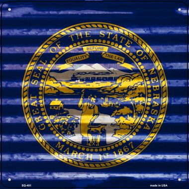 SQ-451 12 x 12 in. Nebraska Flag Corrugated Effect Novelty Square Sign