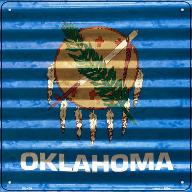 SQ-460 12 x 12 in. Oklahoma Flag Corrugated Effect Novelty Square Sign