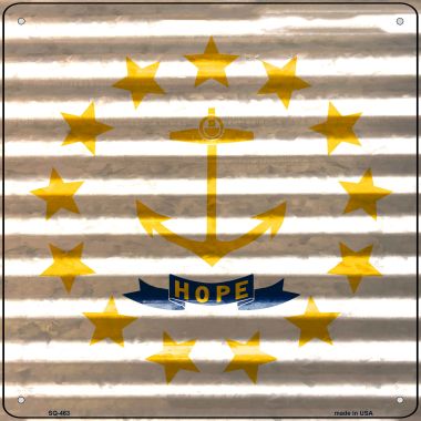 SQ-463 12 x 12 in. Rhode Island Flag Corrugated Effect Novelty Square Sign