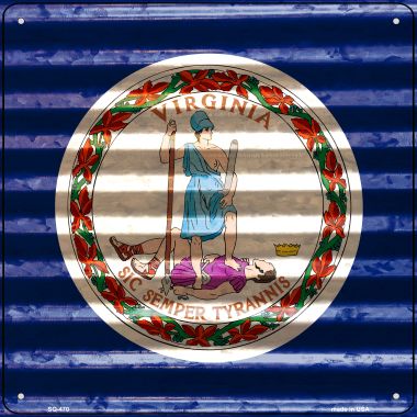 SQ-470 12 x 12 in. Virginia Flag Corrugated Effect Novelty Square Sign