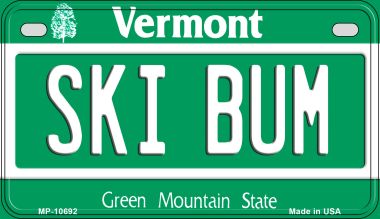 Ski Bum Vermont Novelty Metal Motorcycle Plate MP-10692