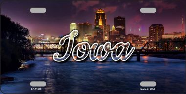 LP-11599 6 x 12 in. Iowa Bridge City Lights State License Plate
