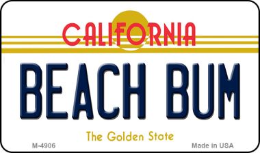 M-4906 3.5 x 2 in. Beach Bum California State License Plate Magnet