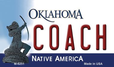 M-6251 3.5 x 2 in. Coach Oklahoma State License Plate Novelty Magnet