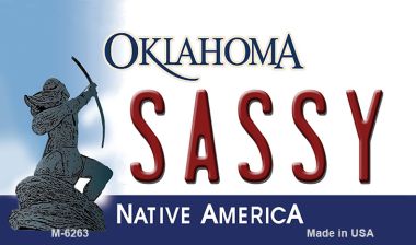 M-6263 3.5 x 2 in. Sassy Oklahoma State License Plate Novelty Magnet